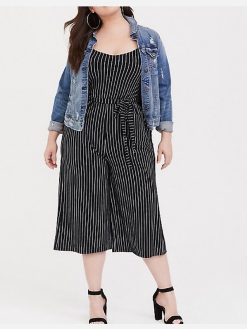 Torrid Black and White Pinstripe Jumpsuit